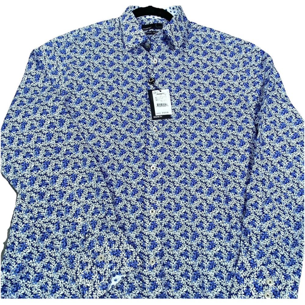 Quieti Shirt Men Floral Button Medium Stretch All Over Print Cuff Casual AOP NWT